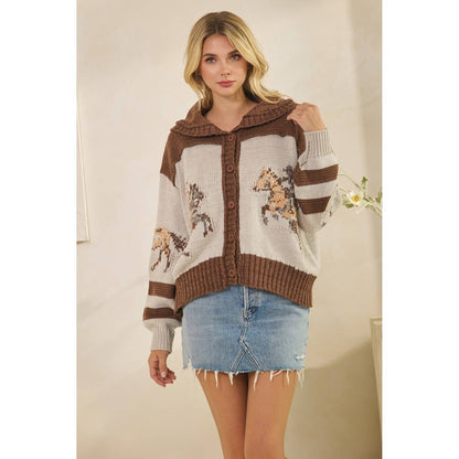 Sweater with Horse Print