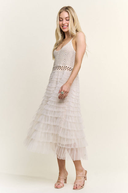 Pearl Crochet Midi Dress