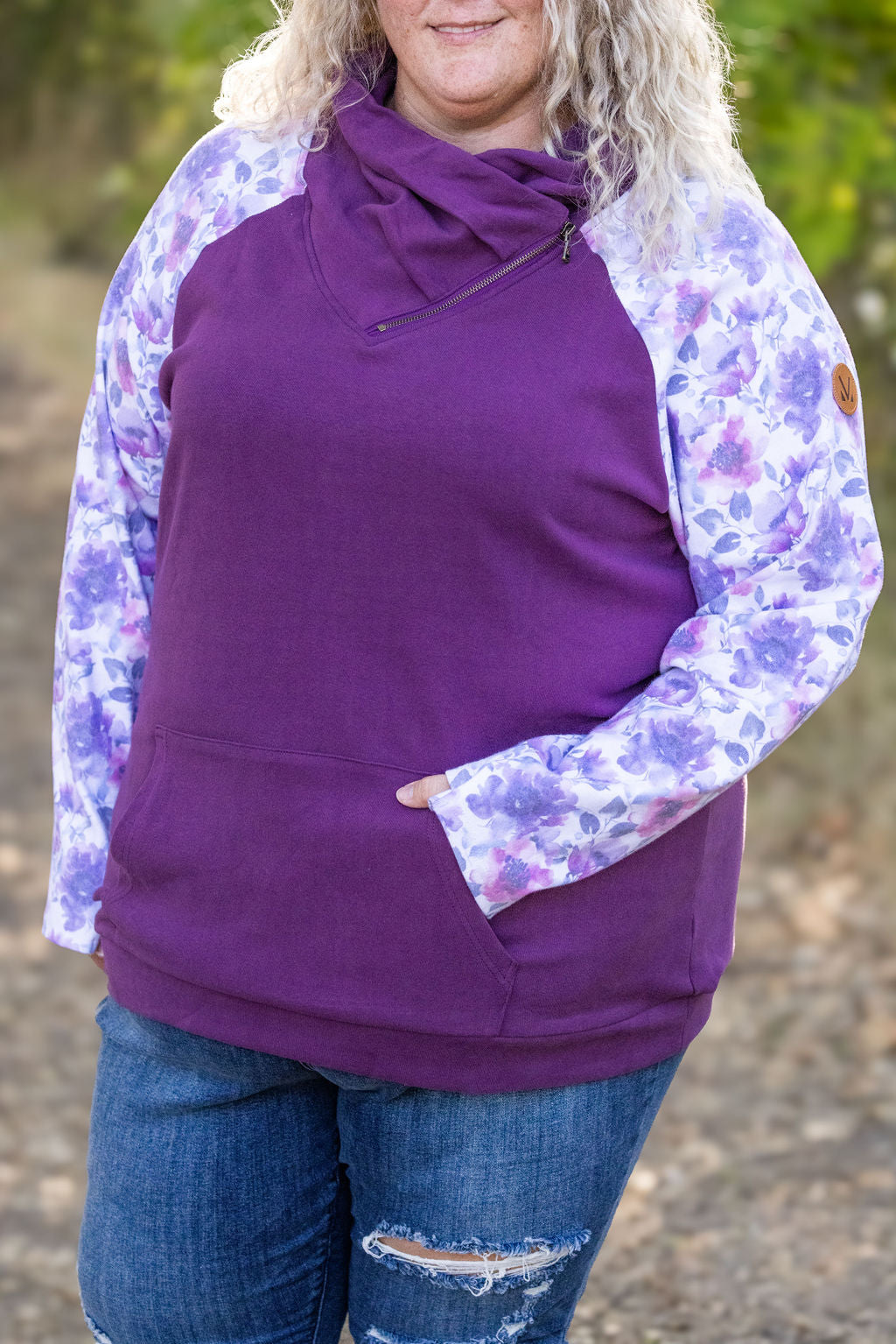 IN STOCK Zoey ZipCowl - Plum and Purple Floral FINAL SALE