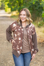 Load image into Gallery viewer, IN STOCK Ramona Ribbed Floral Zip Up - Brown FINAL SALE