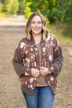 Load image into Gallery viewer, IN STOCK Ramona Ribbed Floral Zip Up - Brown FINAL SALE