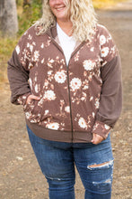 Load image into Gallery viewer, IN STOCK Ramona Ribbed Floral Zip Up - Brown FINAL SALE