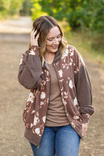 Load image into Gallery viewer, IN STOCK Ramona Ribbed Floral Zip Up - Brown FINAL SALE