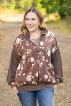 Load image into Gallery viewer, IN STOCK Ramona Ribbed Floral Zip Up - Brown FINAL SALE