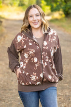 Load image into Gallery viewer, IN STOCK Ramona Ribbed Floral Zip Up - Brown FINAL SALE