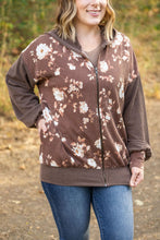 Load image into Gallery viewer, IN STOCK Ramona Ribbed Floral Zip Up - Brown FINAL SALE