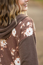 Load image into Gallery viewer, IN STOCK Ramona Ribbed Floral Zip Up - Brown FINAL SALE