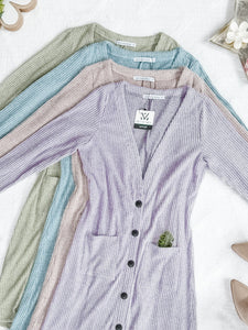 IN STOCK Colbie Ribbed Cardigan - Dusty Blue