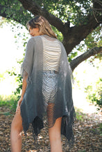 Load image into Gallery viewer, Fringe Boho Style Ombre Ruana- Charcoal