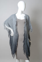 Load image into Gallery viewer, Fringe Boho Style Ombre Ruana- Charcoal