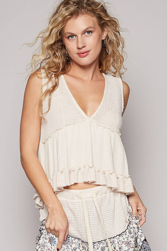 POL Adrian Contrast Cropped Babydoll Tank