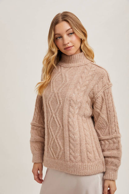 Fisherman's Cable Knit Sweater- Latte