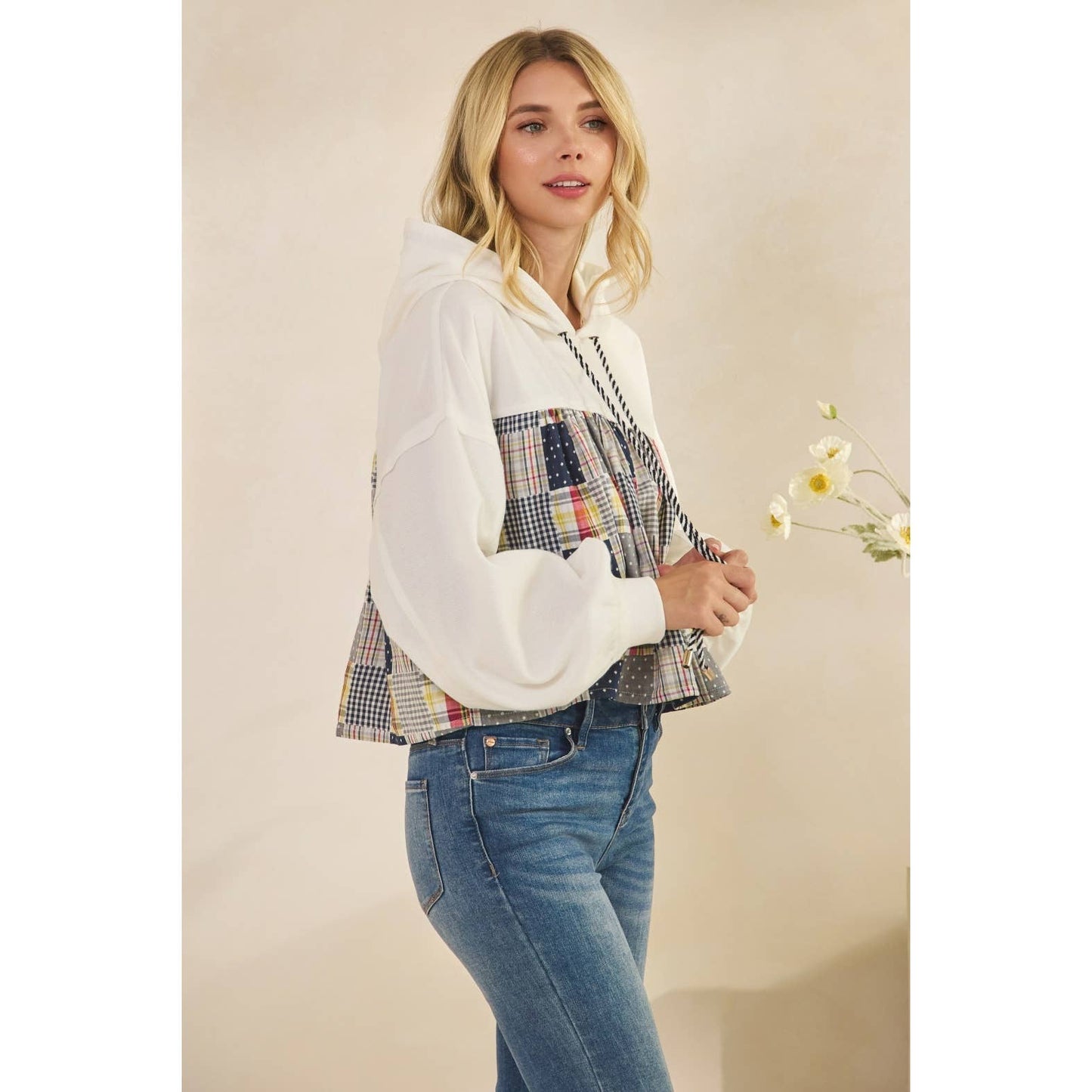 Tessa Cropped Contrast Hoodie