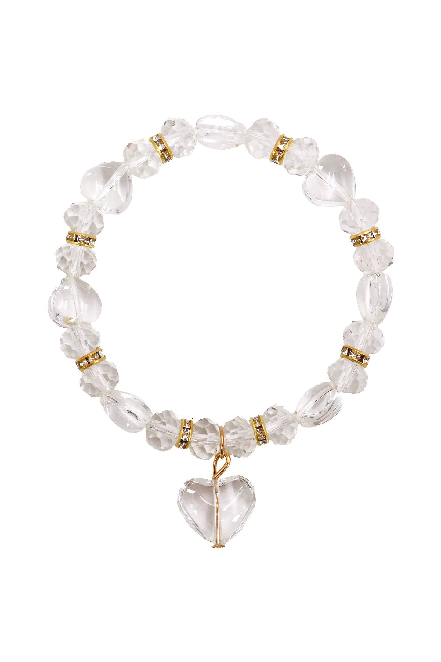 Valentine Heart Bling Faux Glass Bead Bracelet
