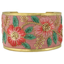 Load image into Gallery viewer, Soft Pink Floral Embordered Cuff Bracelet