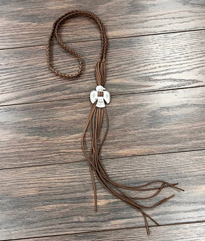 733811, Handmade Thunderbird Leather Necklace