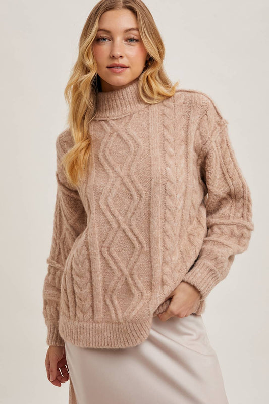 Fisherman's Cable Knit Sweater- Latte