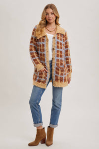 Sweater Weather Plaid Sherpa Cardigan