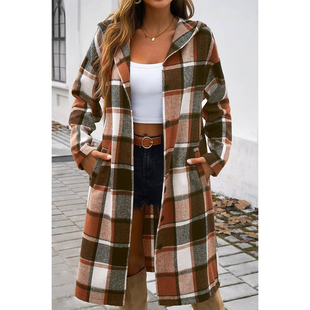 Emmy Flannel Plaid Long Jacket