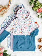 Load image into Gallery viewer, IN STOCK Hailey Pullover Hoodie - Watercolor Floral + Blue