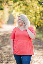 Load image into Gallery viewer, IN STOCK Sarah Ruffle Short Sleeve - Deep Coral | Women&#39;s Top