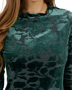 Holiday Holly Velvet Top- Evergreen