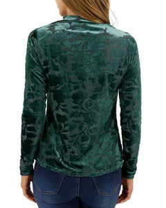 Holiday Holly Velvet Top- Evergreen