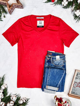 Load image into Gallery viewer, IN STOCK Olivia Tee - Red Sparkle