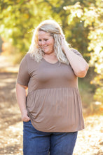 Load image into Gallery viewer, IN STOCK Sarah Ruffle Short Sleeve - Mocha | Women&#39;s Top FINAL SALE