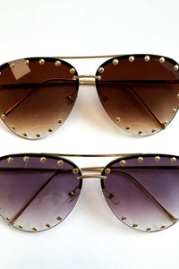 Studded Aviator Sunglasses Light Fade or Brown Fade