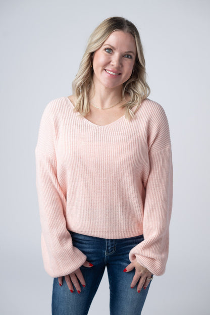 Bethany Bow Knit Sweater - Light Pink