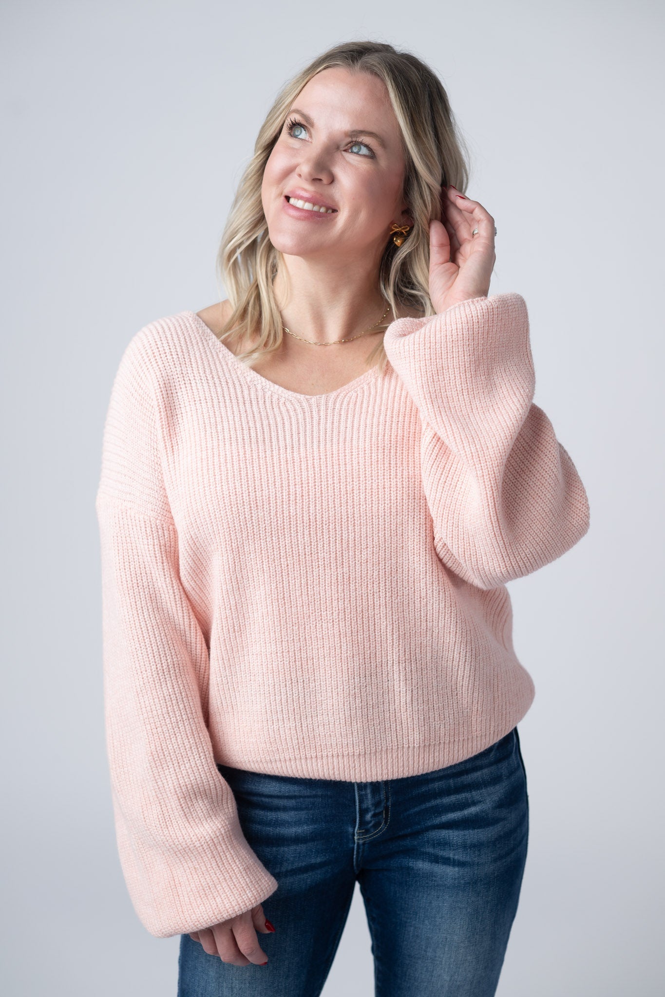 Bethany Bow Knit Sweater - Light Pink