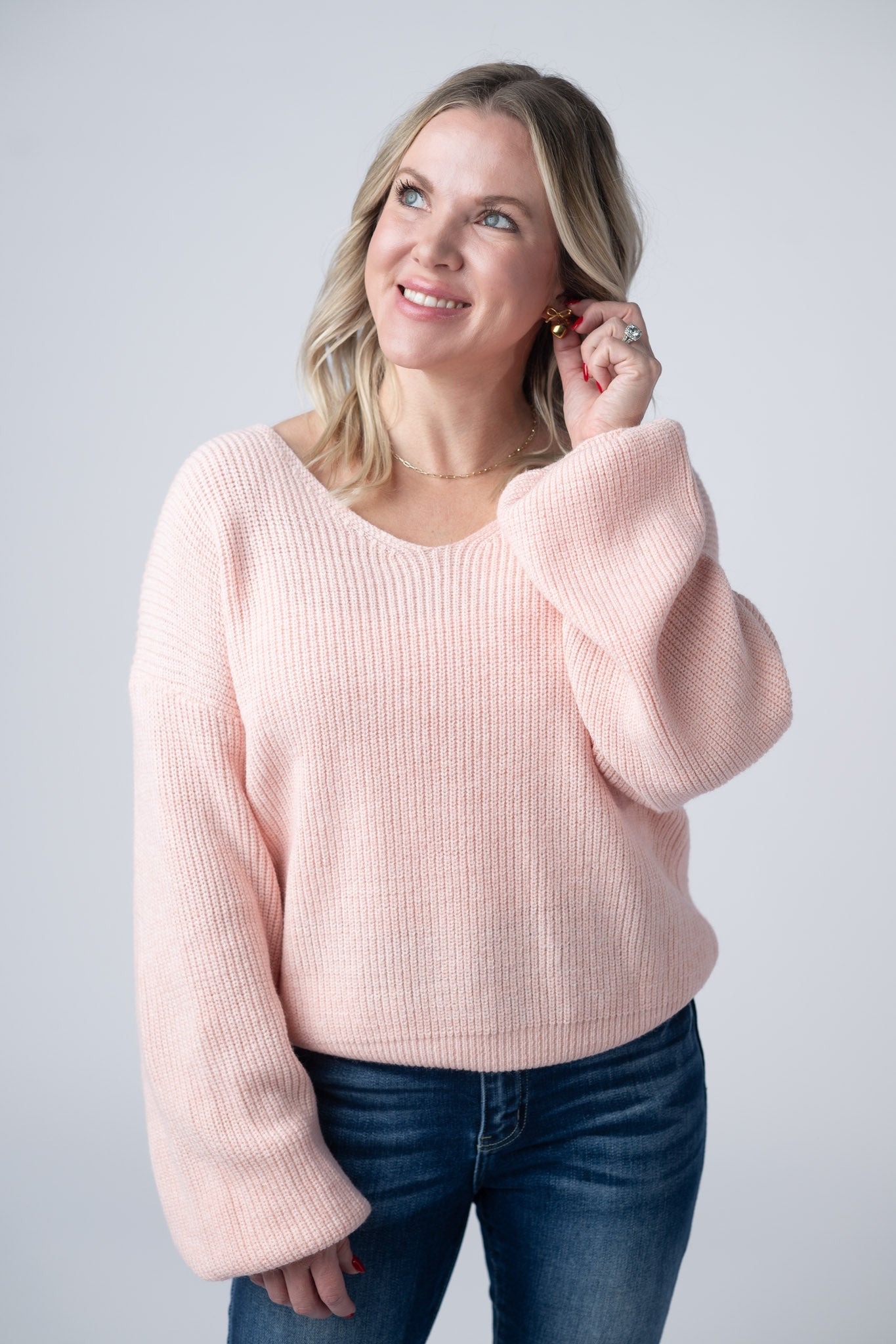 Bethany Bow Knit Sweater - Light Pink