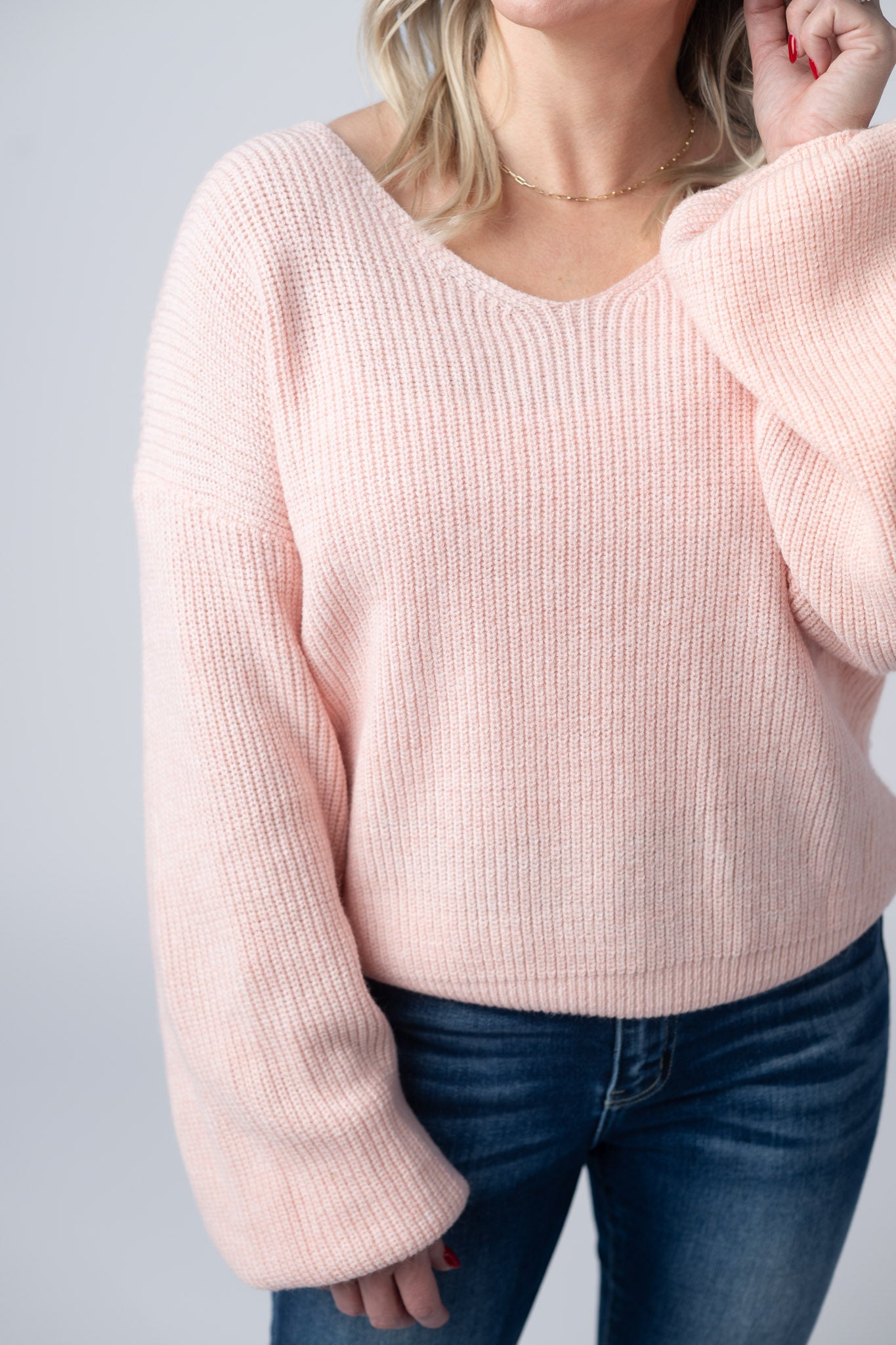 Bethany Bow Knit Sweater - Light Pink