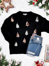 Load image into Gallery viewer, Holly Jolly Sweater - gold and silver trees