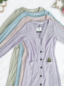 IN STOCK Colbie Ribbed Cardigan - Dusty Blue