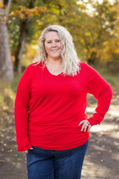 Larissa Long Sleeve Top- Red