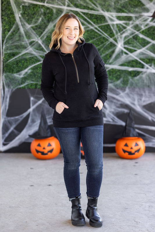 IN STOCK Pixie Pocket Halfzip Hoodie - Black