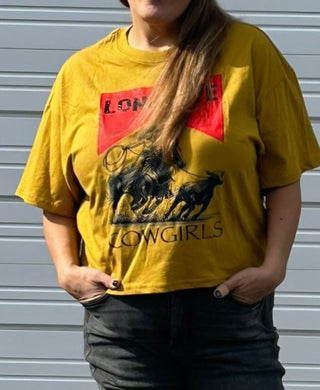 Long Live Cowgirls Boxy  Tee- Dried Tobacco/Olive