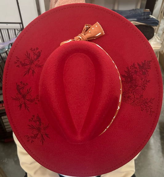 Early Autumn Blooms Cowboy Hat -Garnet