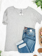 Load image into Gallery viewer, IN STOCK Chloe Cozy Tee - Grey | Women&#39;s V-Neck Top FINAL SALE