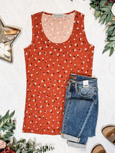 Load image into Gallery viewer, IN STOCK Luxe Crew Tank - Micro Rust Floral | Women&#39;s Tank Top FINAL SALE