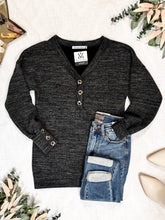 Load image into Gallery viewer, IN STOCK Brittney Button Sweater - Charcoal | Women&#39;s Long Sleeve FINAL SALE