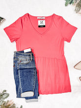 Load image into Gallery viewer, IN STOCK Sarah Ruffle Short Sleeve - Deep Coral | Women&#39;s Top