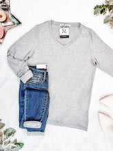 Load image into Gallery viewer, IN STOCK Larissa Long Sleeve - Light Grey | Women&#39;s V-Neck Top