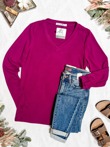 IN STOCK Leah Long Sleeve Top - Magenta | Women's Casual Top FINAL SALE