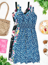 Load image into Gallery viewer, IN STOCK Cassidy Midi Dress - Blue Floral Mix | Women’s Dress FINAL SALE