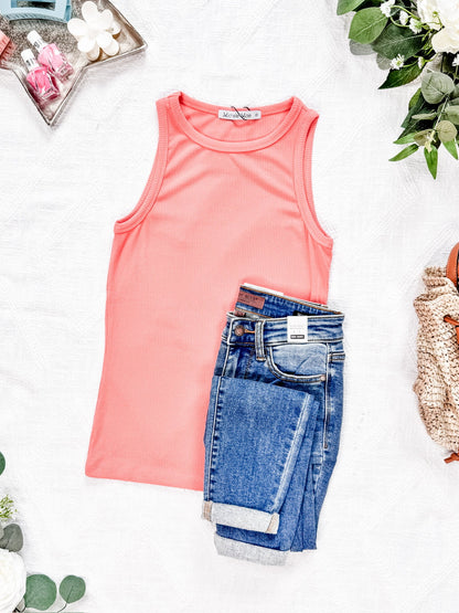 IN STOCK Tara Ribbed Tank - Coral