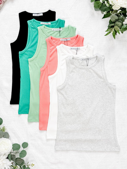 IN STOCK Tara Ribbed Tank - Heathered Grey