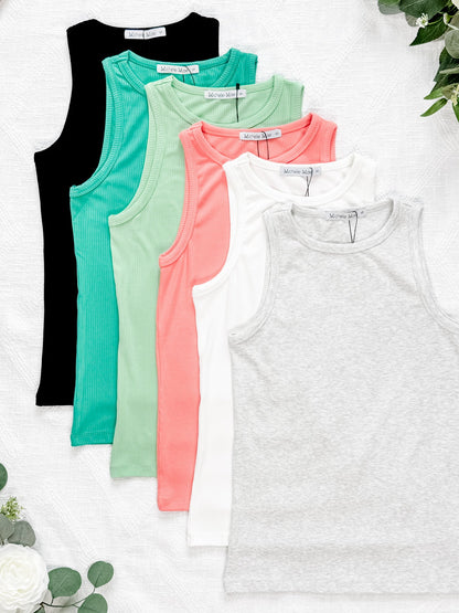 IN STOCK Tara Ribbed Tank - Heathered Grey